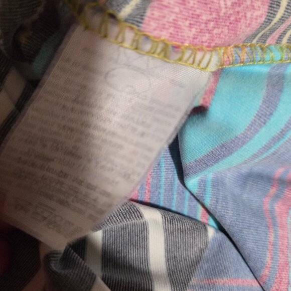 Vintage Save The Queen Top blouse size L Abstract Print Mesh Sleeves Stretch - Picture 13 of 13